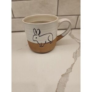 Bunny Rabbit Coffee Tea Mug Primitive Two Tone Pottery‎ Farmhouse I Love It 2018